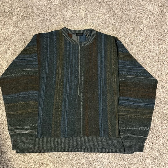 Cellinni men’s crewneck knitted style sweater size XL color brown and blue black - Picture 1 of 5